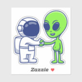 Astronaut trifft Alien Vinyl Stickers Aufkleber (Blatt)
