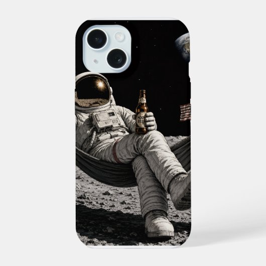 Astronaut trinkt Bier iPhone 15 Hülle (Rückseite)