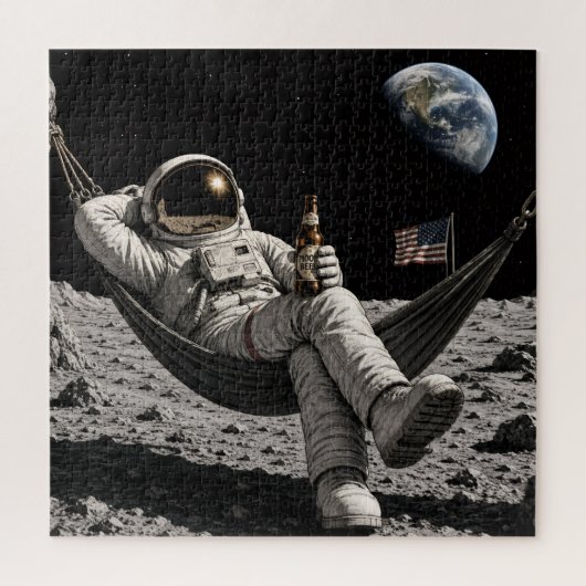 Astronaut trinkt Bier Puzzle (Vertikal)