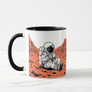 Astronaut trinkt Kaffee auf dem Mars - Minimales D Tasse