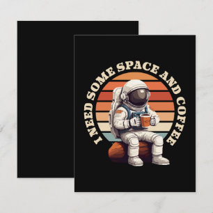Astronaut trinkt Kaffee Begleitkarte