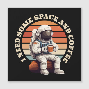 Astronaut trinkt Kaffee Magnetkarte