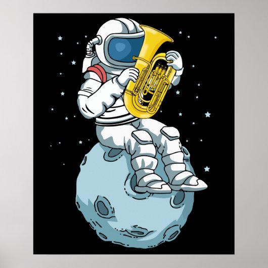 Astronaut Tuba Player Music Gift Kids Band Tuba Poster (Vorne)