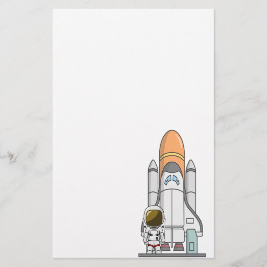 Astronaut u. Raumschiff Briefpapier (Vorderseite)