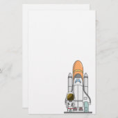 Astronaut u. Raumschiff Briefpapier (Vorne/Hinten)