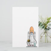 Astronaut u. Raumschiff Briefpapier (Stehend Vorderseite)