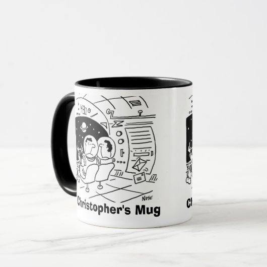 Astronaut überraschte, Post zu sehen. Name wählen  Tasse (Vorderseite Links)