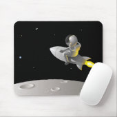 Astronaut um den Mond, Mausunterlage Mousepad (Mit Mouse)