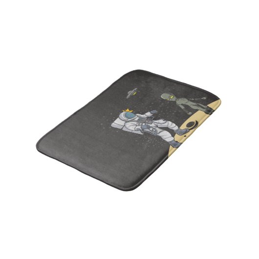 Astronaut und Alien Badematte (Schrägansicht)