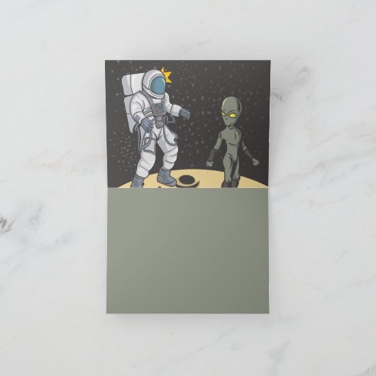 Astronaut und Alien Dankeskarte (Innenseite)