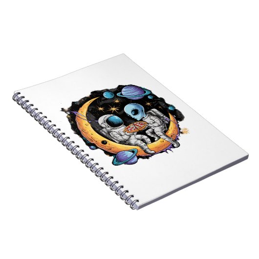 Astronaut und Alien genießen eine Scheibe Notizblock (Rechte Seite)