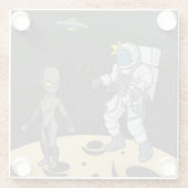 Astronaut und Alien Glasuntersetzer (Rückseite)