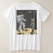Astronaut und Alien Große Größe T-Shirt (Design Rückseite)