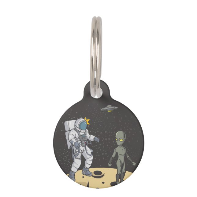 Astronaut und Alien Haustiermarke (Vorderseite)