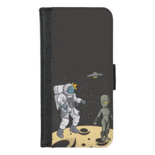 Astronaut und Alien iPhone 8/7 Geldbeutel-Hülle