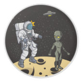 Astronaut und Alien Keramikknauf (Vorderseite)