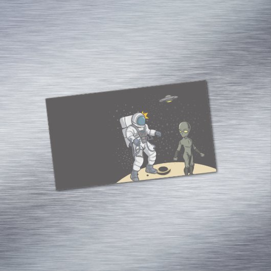 Astronaut und Alien Magnetische Visitenkarte (Beispiel)