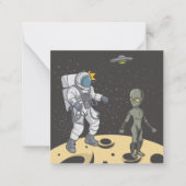 Astronaut und Alien Mitteilungskarte (Vorderseite)