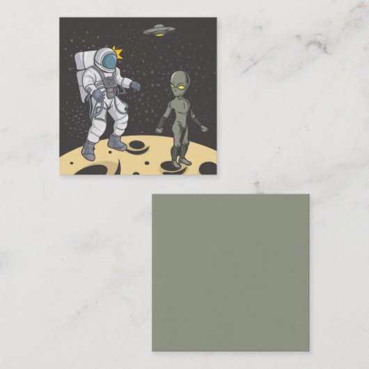 Astronaut und Alien Mitteilungskarte (Vorne/Hinten)