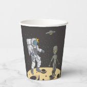 Astronaut und Alien Pappbecher (Rückseite)