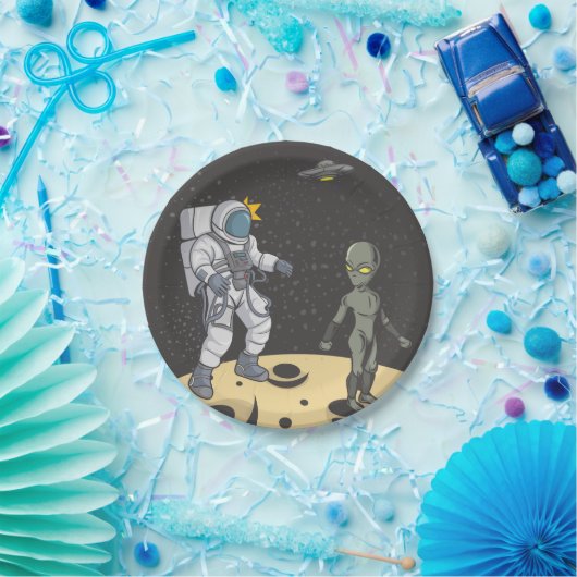 Astronaut und Alien Pappteller (Party)