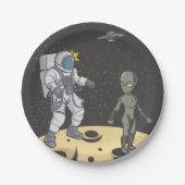 Astronaut und Alien Pappteller (Vorderseite)