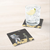 Astronaut und Alien Rechteckiger Pappuntersetzer (Vor Ort)