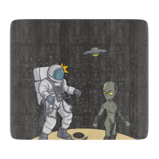 Astronaut und Alien Schneidebrett (Vorderseite)