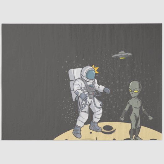 Astronaut und Alien Seidenpapier (Vorderseite)