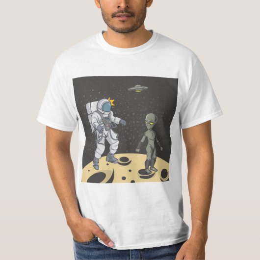 Astronaut und Alien T-Shirt (Vorderseite)