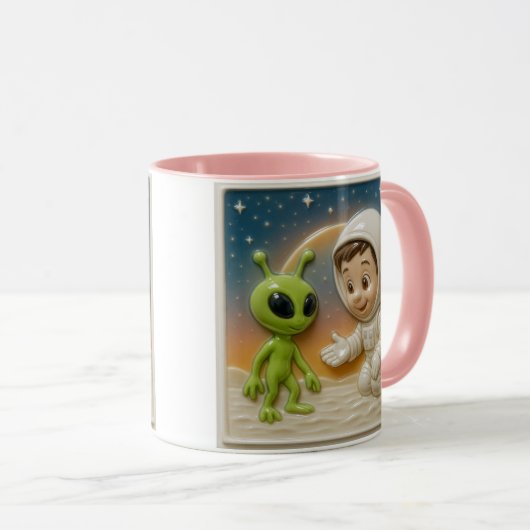 Astronaut und Alien Tasse (VorderseiteRechts)