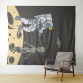 Astronaut und Alien Wandteppich (Beispiel (Horizontal))