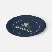 Astronaut und Alien, Weltraum Pappteller (Schrägansicht)