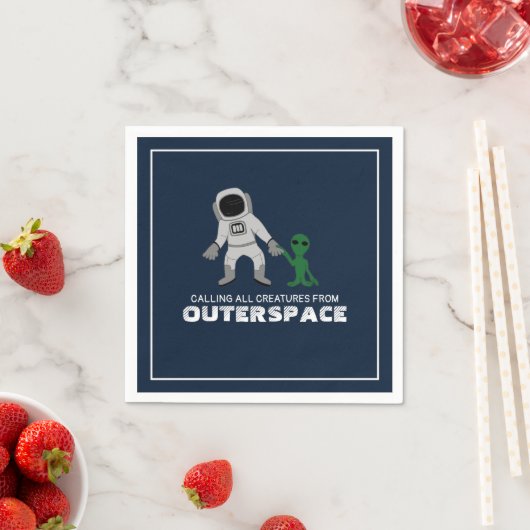 Astronaut und Alien, Weltraum Serviette (Beispiel)
