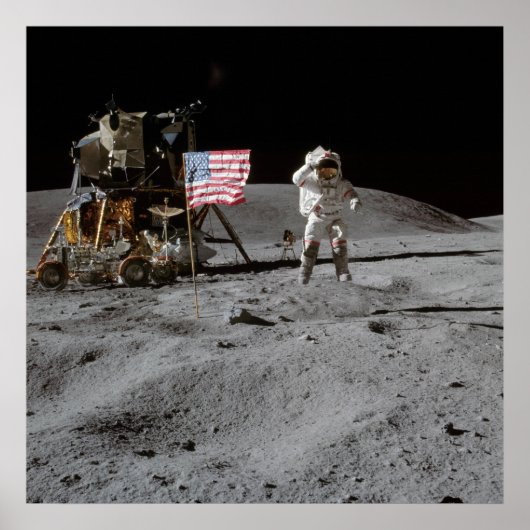 Astronaut und Apollo Moon Mission unter amerikanis Poster (Vorne)
