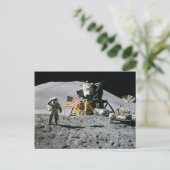 Astronaut und Apollo Moon Mission unter amerikanis Postkarte (Stehend Vorderseite)