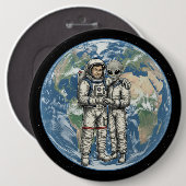 Astronaut und Außerirdischer Button (Vorne & Hinten)