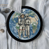 Astronaut und Außerirdischer Button (Beispiel)