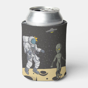 Astronaut und Außerirdischer   Dosenkühler
