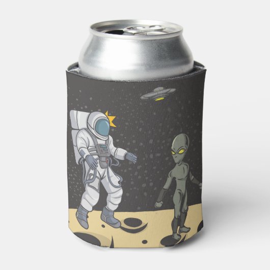 Astronaut und Außerirdischer Dosenkühler (Kanne Vorderseite)