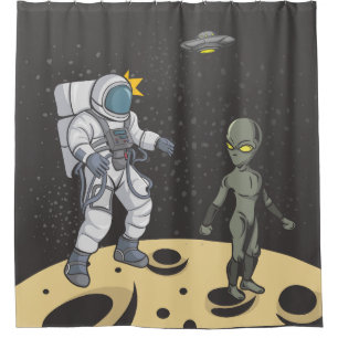 Astronaut und Außerirdischer    Duschvorhang