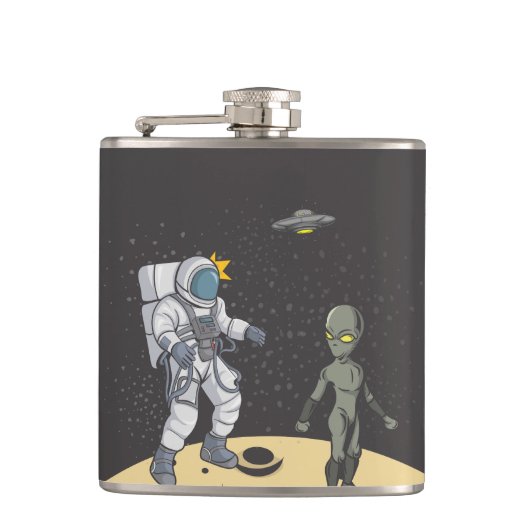 Astronaut und Außerirdischer     Flachmann (Vorderseite)