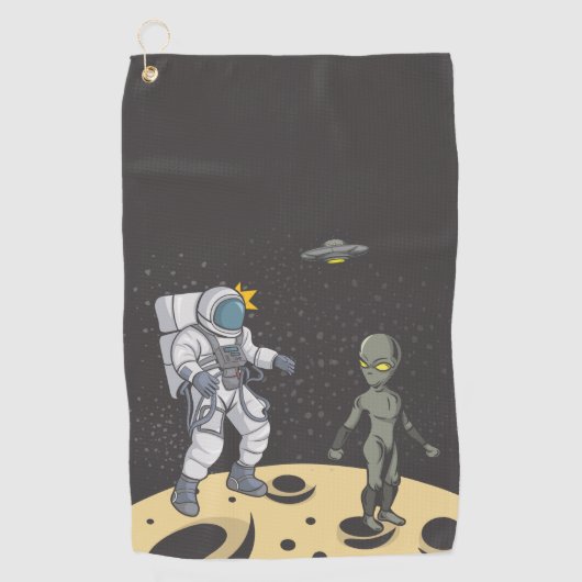 Astronaut und Außerirdischer    Golfhandtuch (Vorderseite)