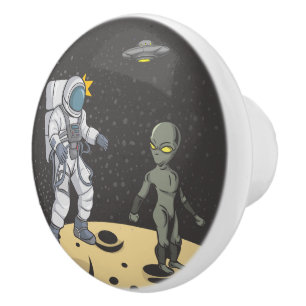 Astronaut und Außerirdischer Keramikknauf