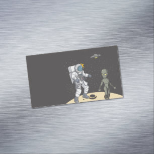 Astronaut und Außerirdischer    Magnetische Visitenkarte