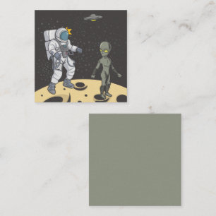 Astronaut und Außerirdischer    Mitteilungskarte