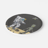 Astronaut und Außerirdischer Pappteller (Schrägansicht)