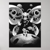 Astronaut und Beängstigender Schmetterling Poster (Vorne)