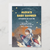 Astronaut und Jet-Babydusche Einladung (Vorderseite)