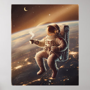 Astronaut und Kaffee Poster
